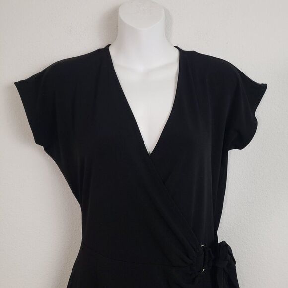 Michael Kors Wrap Dress Medium Black Classic Business Classic Slinky Romantic - Picture 2 of 11